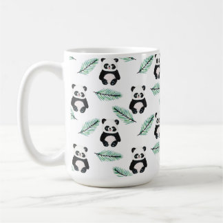 Cute panda and palm leaf pattern coffee mug