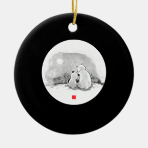 Cute Panda And Polar Bear Animal Lover Ceramic Tree Decoration