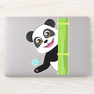 Cute panda and snowflakes