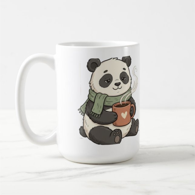 Cute Panda - Animal Cafe Illustration  Coffee Mug (Left)