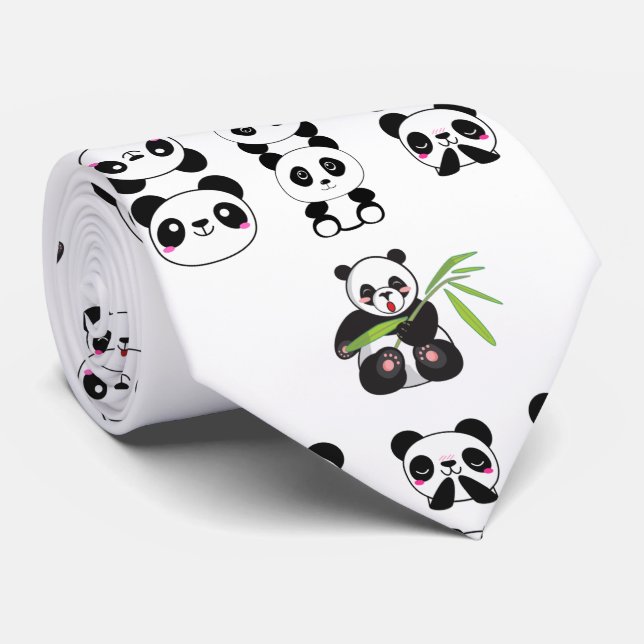 Cute panda animal pattern tie (Rolled)