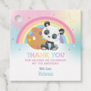 Cute Panda Art Paint Party Birthday Thank You Favour Tags