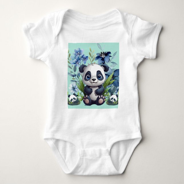 Cute Panda Baby Baby Bodysuit (Front)