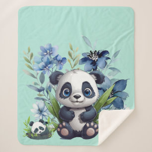 Cute Panda Baby Sherpa Blanket