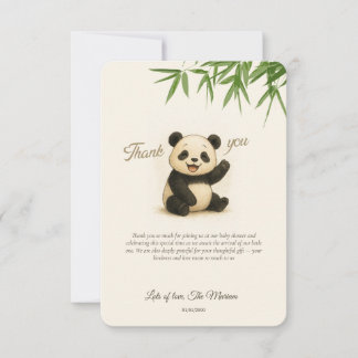 Cute Panda Baby Shower Thank You Card