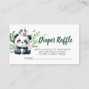 Cute Panda Baby Shower Watercolor Diaper Raffle Enclosure Card