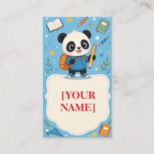 Cute Panda Back to School School Note Business Card