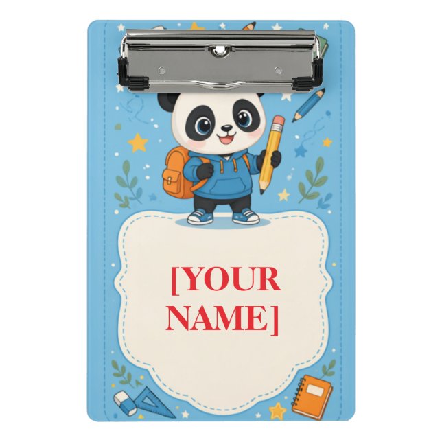 Cute Panda Back to School | School Note Mini Clipboard (Front)