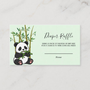 Cute Panda Bamboo Diaper Raffle Mint Baby Shower Enclosure Card