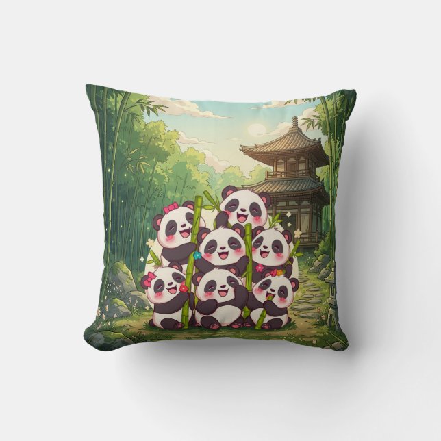 Cute Panda Bamboo Garden Pillow (Front)
