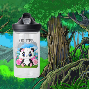 cute Panda bear add name kids Water Bottle