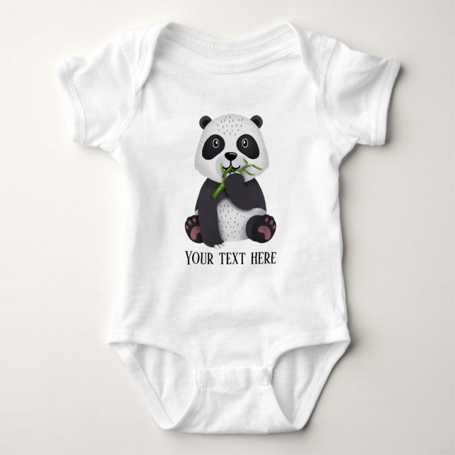 cute panda bear add text unisex baby bodysuit (Front)