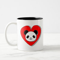 Cute Panda Bear And Red Heart Drawing