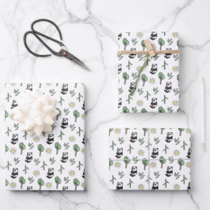 Cute Panda Bear Animal Bamboo Forest Sunshine Wrapping Paper Sheet