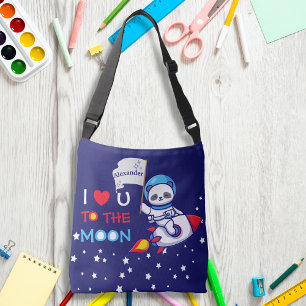 Cute Panda Bear Astronaut On Rocket Ship Kids Crossbody Bag