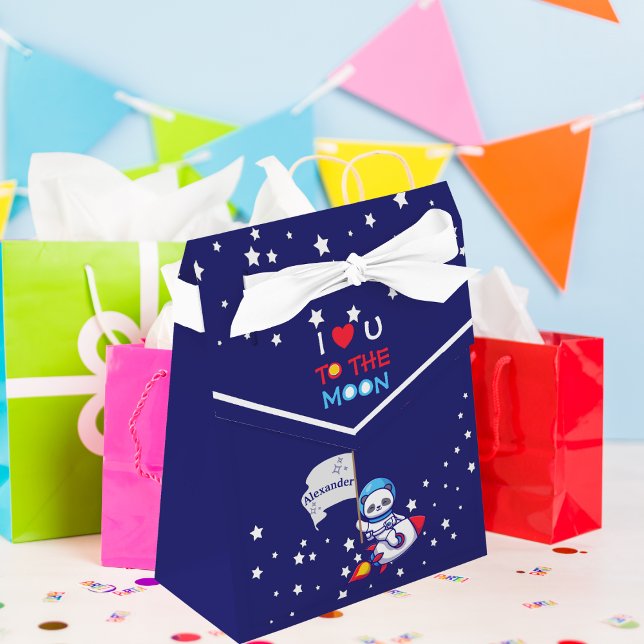 Cute Panda Bear Astronaut On Rocket Ship Kids  Favour Box (Creator Uploaded)