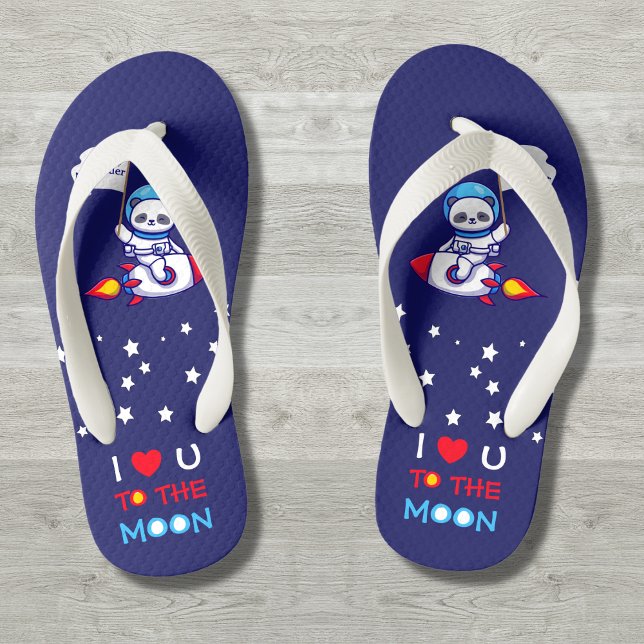 Cute Panda Bear Astronaut On Rocket Ship Kids  Kid's Jandals (Creator Uploaded)