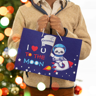 Cute Panda Bear Astronaut On Rocket Ship Kids  Large Gift Bag