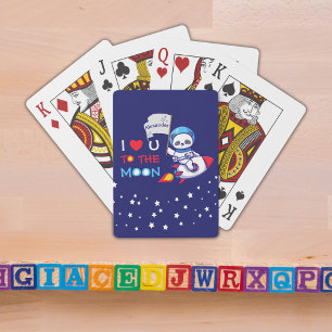 Cute Panda Bear Astronaut On Rocket Ship Kids  Playing Cards