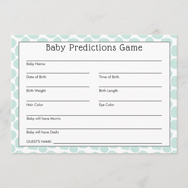 Cute Panda Bear Baby Predictions Game Invitation (Front)