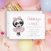 Cute Panda Bear Ballerina Pink 1st Birthday