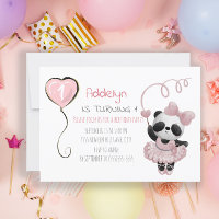 Cute Panda Bear Ballerina Pink 1st Birthday