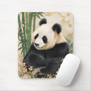 Cute Panda Bear Bamboo Art Mouse Pad
