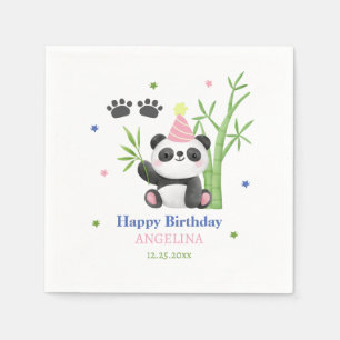 Cute Panda Bear Bamboo Birthday  Napkin