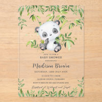 Cute Panda Bear Bamboo Greenery Baby Shower