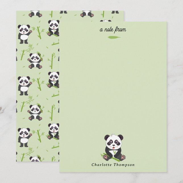 Cute Panda Bear Bamboo Kawaii Animals Pattern Card (Front/Back)
