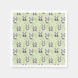 Cute Panda Bear Bamboo Kawaii Animals Pattern Napkin