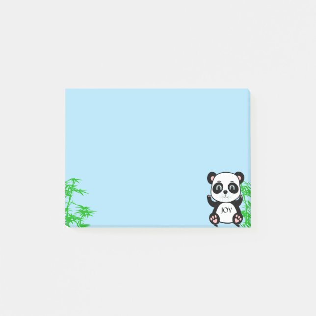 Cute Panda Bear & Bamboo on Light Blue Post-it Notes (Front)