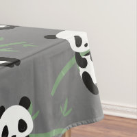 Cute Panda Bear Bamboo Pattern Grey