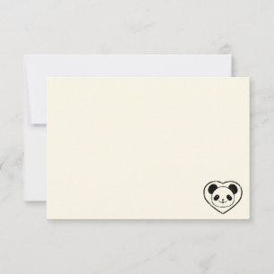 Cute Panda Bear Cartoon Blank Cream Off White Card