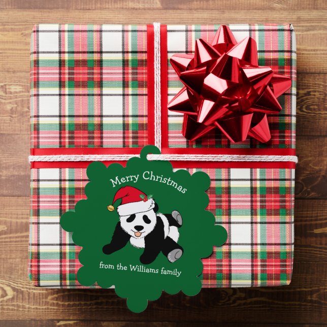 Cute Panda Bear Christmas Custom Green From Gift Tree Decoration Card (Insitu (Gift))