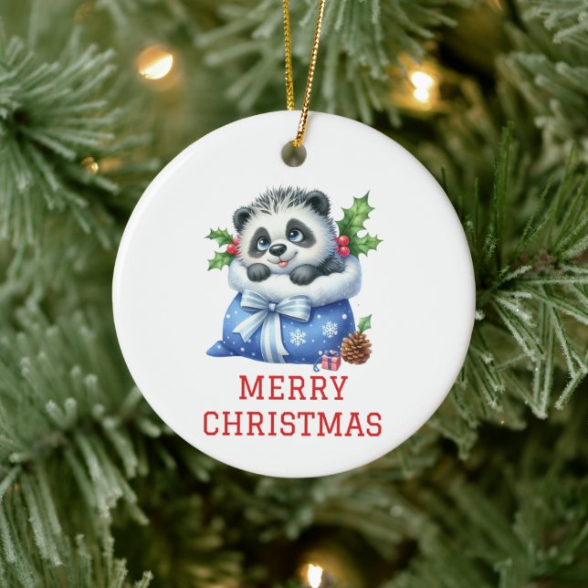 Cute Panda Bear Cub Christmas Ceramic Tree Decoration (Tree)