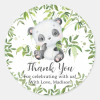 Cute Panda Bear Cub Greenery Baby Shower Birthday