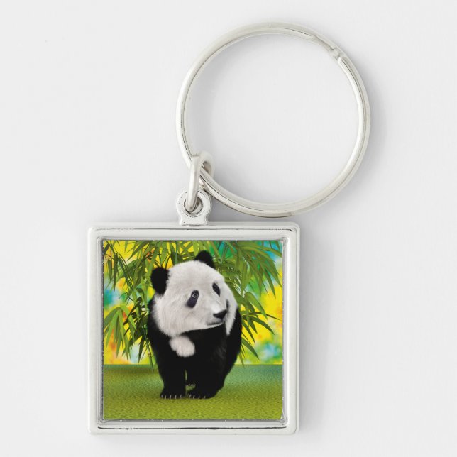 Cute Panda Bear Cub Kawaii Animal Lover Gift Key Ring (Front)