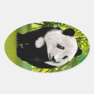Cute Panda Bear Cub Kawaii Animal Lover Gift Oval Sticker