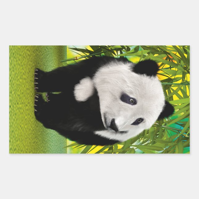 Cute Panda Bear Cub Kawaii Animal Lover Gift Rectangular Sticker (Front)