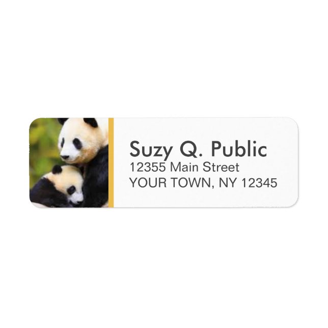 Cute Panda Bear Custom Address Labels (Front)