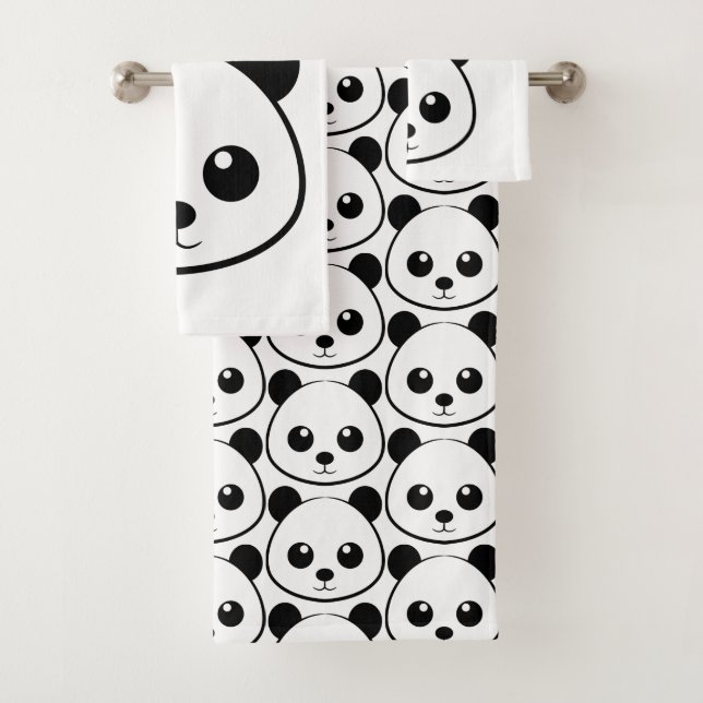 Cute panda bear custom Monogram  Bath Towel Set (Insitu)