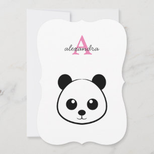 Cute panda bear custom Monogram  Card