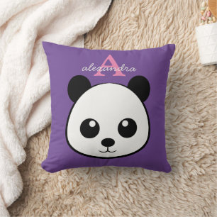 Cute panda bear custom Monogram Cushion