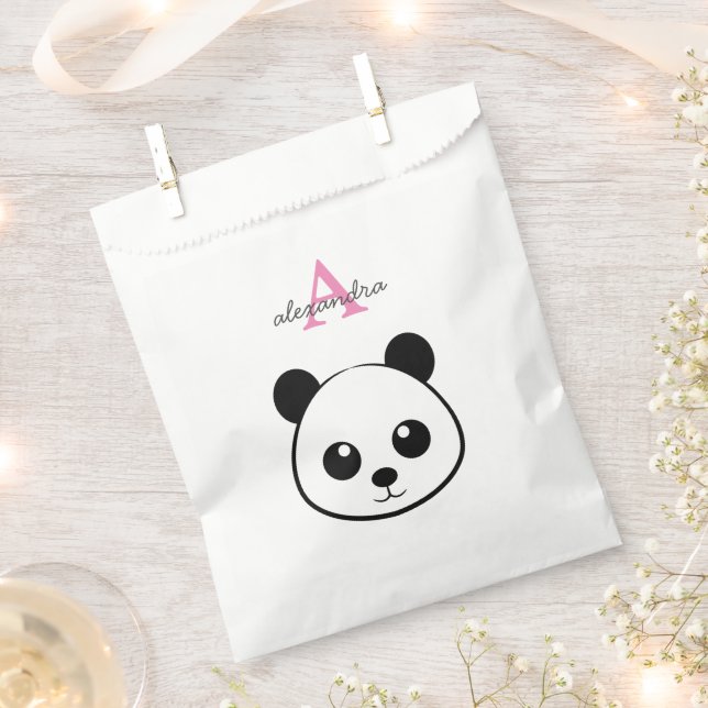 Cute panda bear custom Monogram  Favour Bags (Clipped)