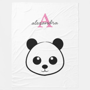 Cute panda bear custom Monogram  Fleece Blanket