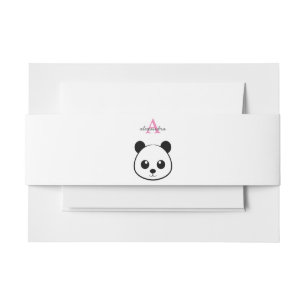 Cute panda bear custom Monogram Invitation Belly Band