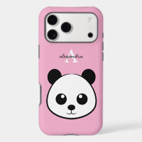Cute Panda Bear Custom Monogram iPhone Case