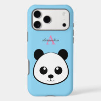 Cute Panda Bear Custom Monogram iPhone Case