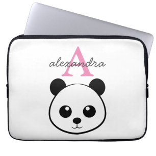 Cute panda bear custom Monogram Laptop Sleeve
